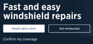 Image from the USAA website allowing you to file an auto glass claim