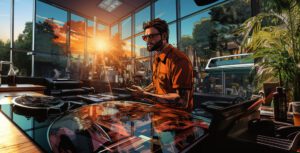 A graphic novel style image of an heroic auto glass technician working for a 24-hour mobile auto glass service